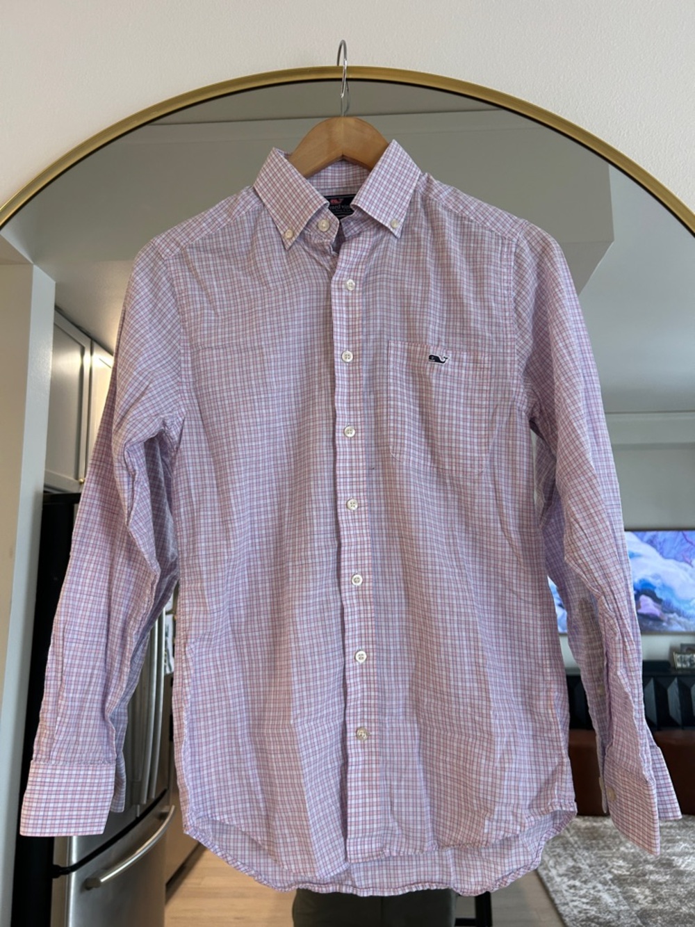 Vineyard Vines Men's Light Pink Plaid Button-Down Shirt